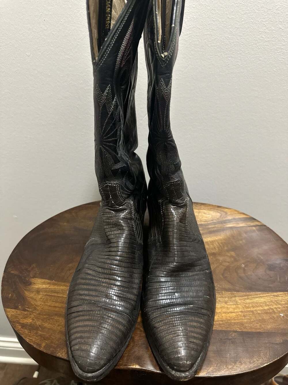 Dan Post Black Teju Lizard Skin Cowboy Boots Size 9 D B5